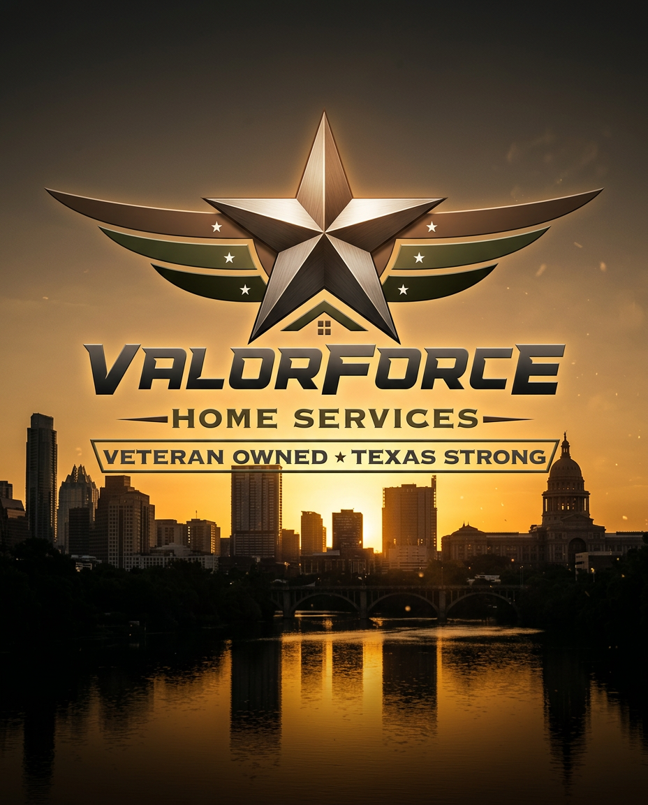 ValorForce Home Services — cinematic Austin, Texas skyline at golden hour